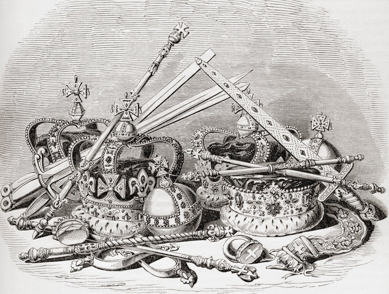 English Regalia, from Old England: A Pictorial Museum, Published 1847 by English School
