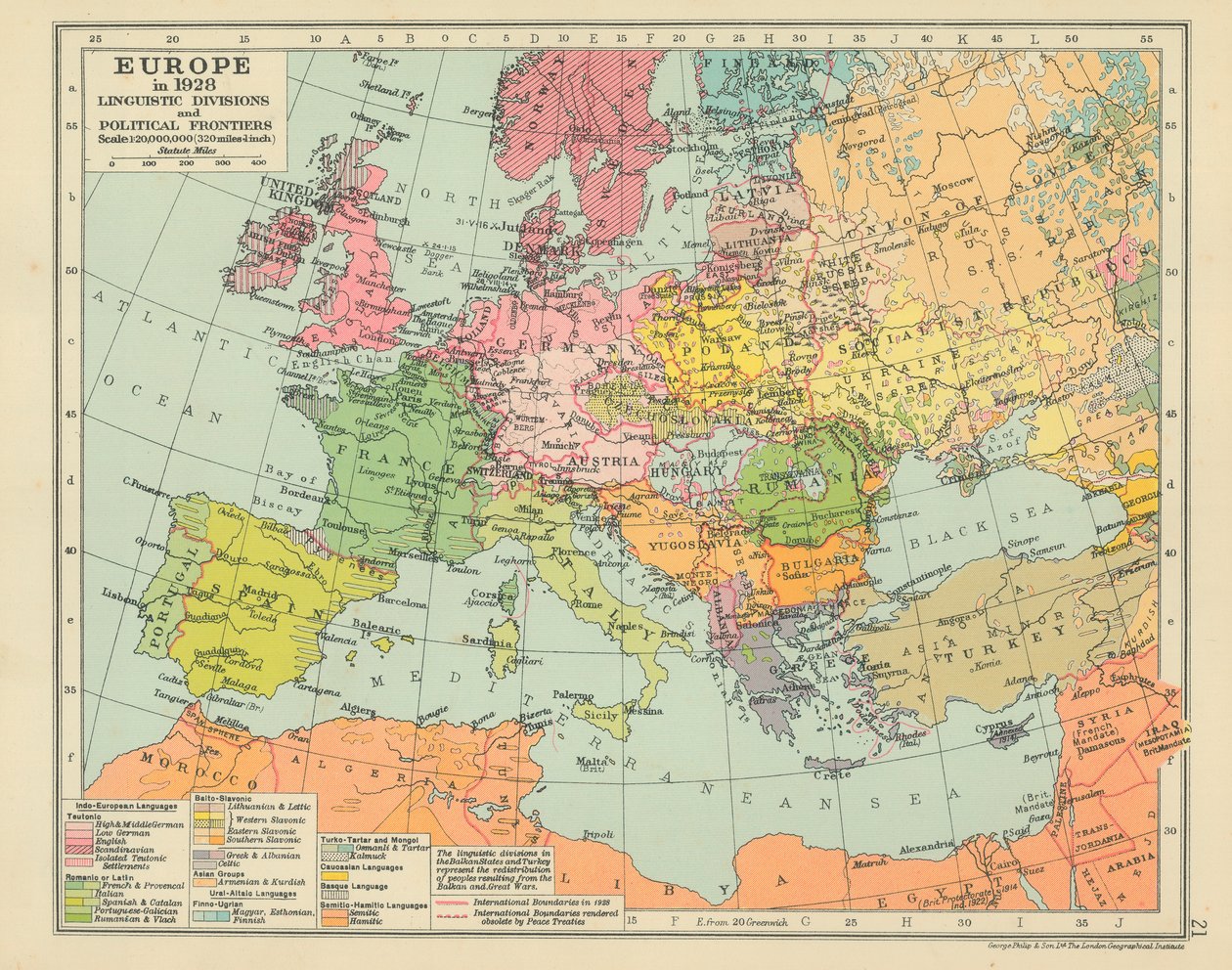 Europe in 1928 Linguistic Divisions and Political Frontiers by English School