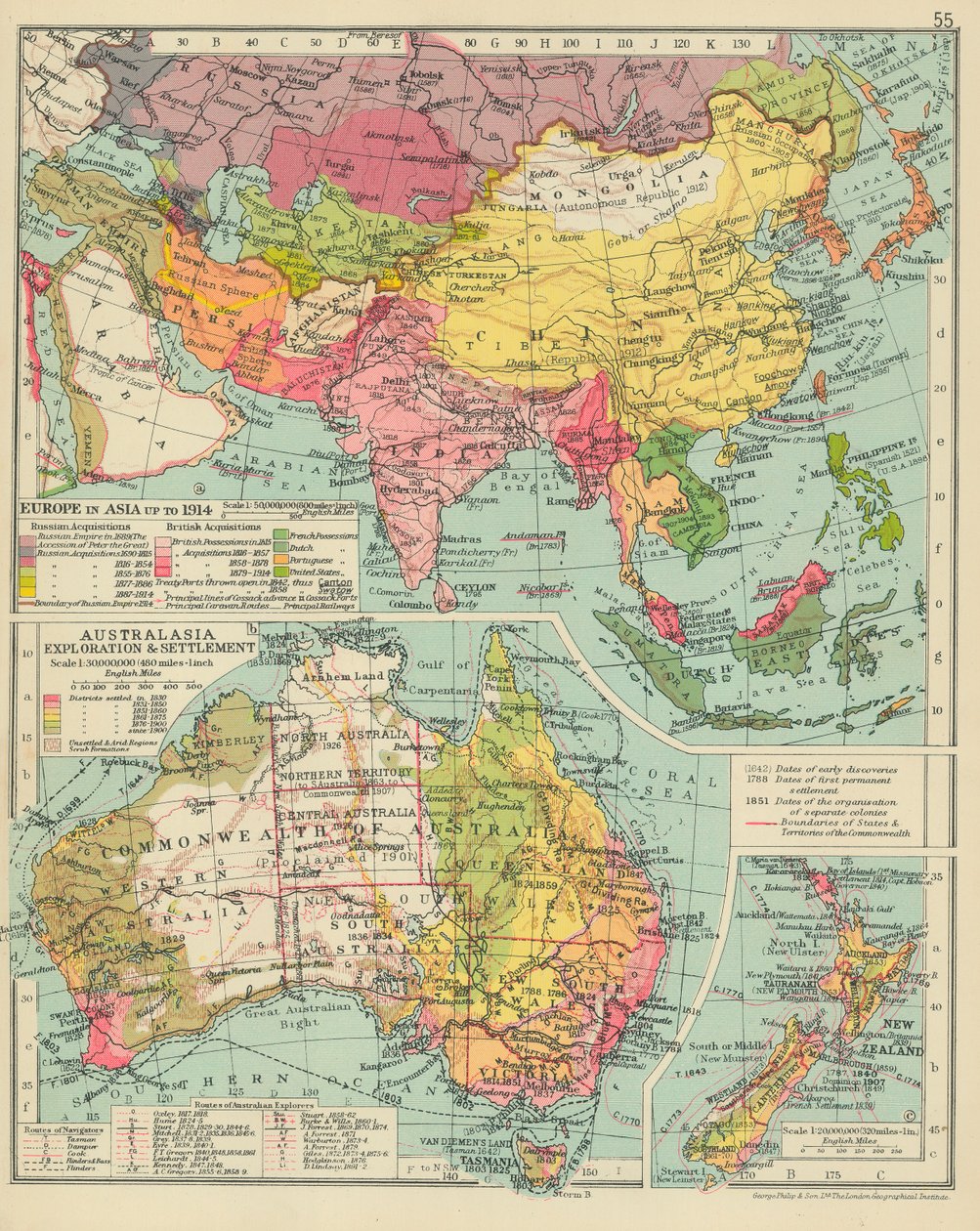 Europe in Asia up to 1914. Australasia Exploration & Settlement by English School