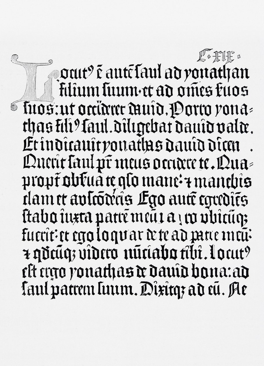 Facsimile of a page from The Bible, printed by Johannes Gutenberg, Mainz, 1456 by English School