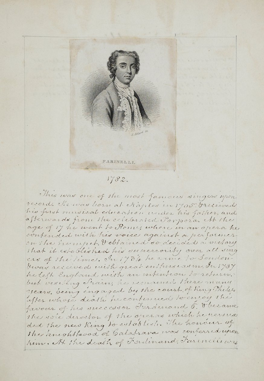 Farinelli, Engraved by Henry Adlard, c.1830 by English School