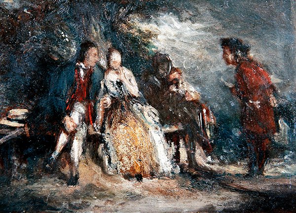 Four Figures, Two of Them Lovers, in Conversation, c.1800 by English School