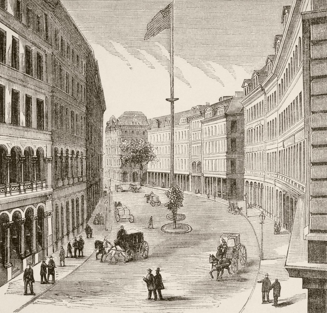 Franklin Street, Boston, Massachusetts in the 1870s by English School