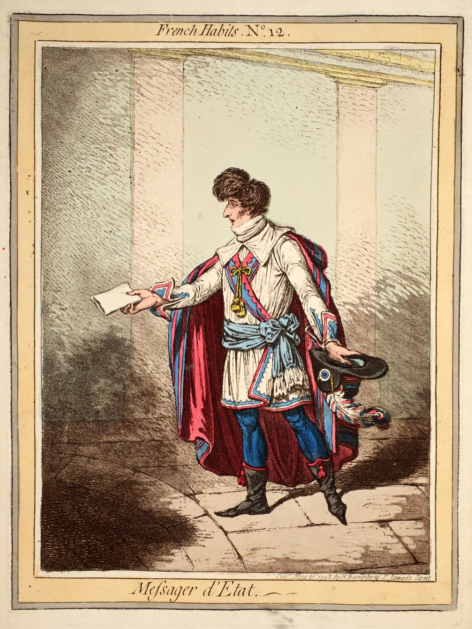 French Habits No. 12, State Messenger, pub by H. Humphreys May 21st 1798 by English School