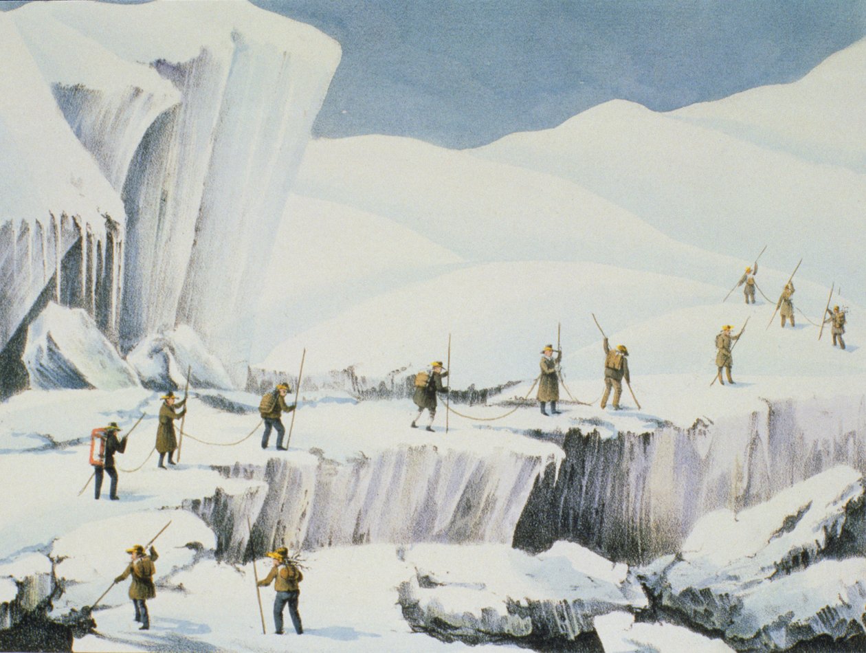 Frequent Appearance of the Ice with Bridges of Snow, from A Narrative of an Ascent to the Summit of Mont Blanc by Charles Fellows, published 1827 by English School