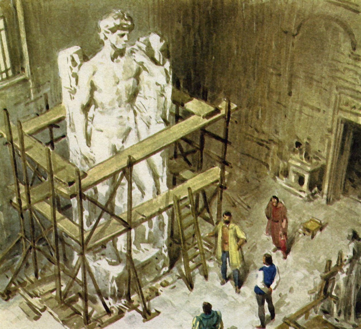 From a Huge Block of Marble, Michelangelo Created David by English School