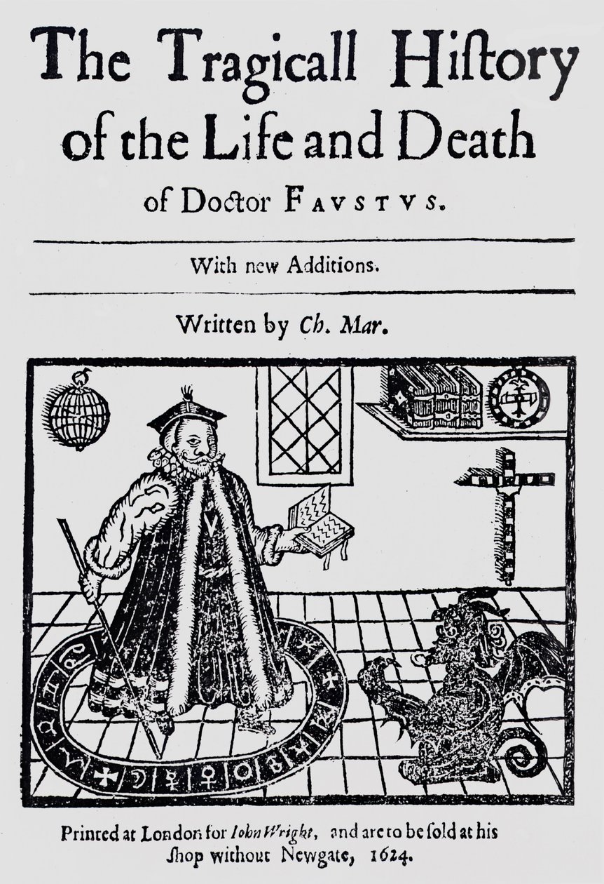Frontispiece of The Tragicall History of the Life and Death of Doctor Faustus, by Christopher Marklin, c.1616 by English School
