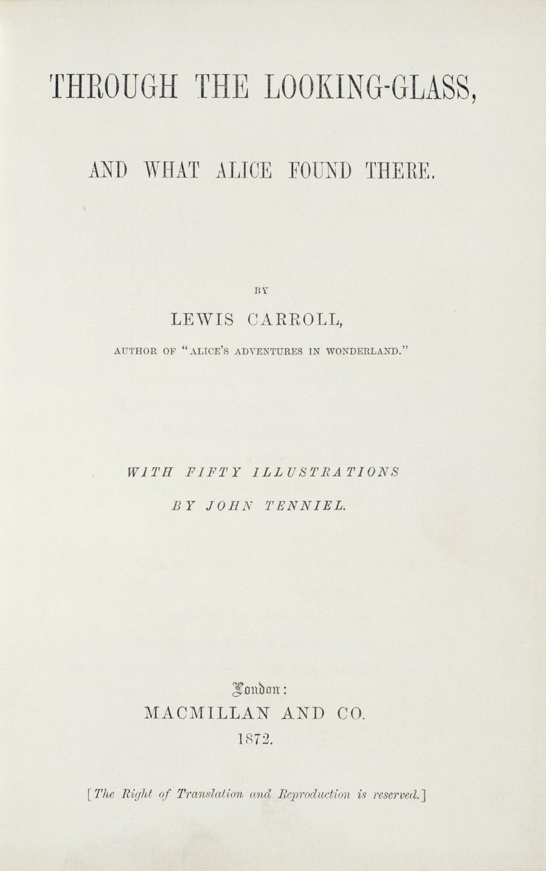 Frontispiece to Alice Through the Looking-Glass by Lewis Carroll, published by Macmillan, 1872 by English School