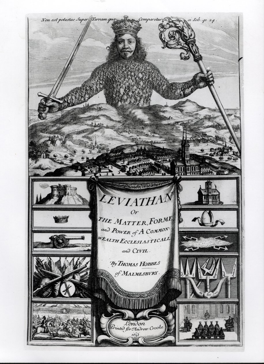 Frontispiece to Leviathan or the Matter, Forme and Power of a Common Wealth Ecclesiasticall and Civil, 1651, by Thomas Hobbes of Malmesbury by English School
