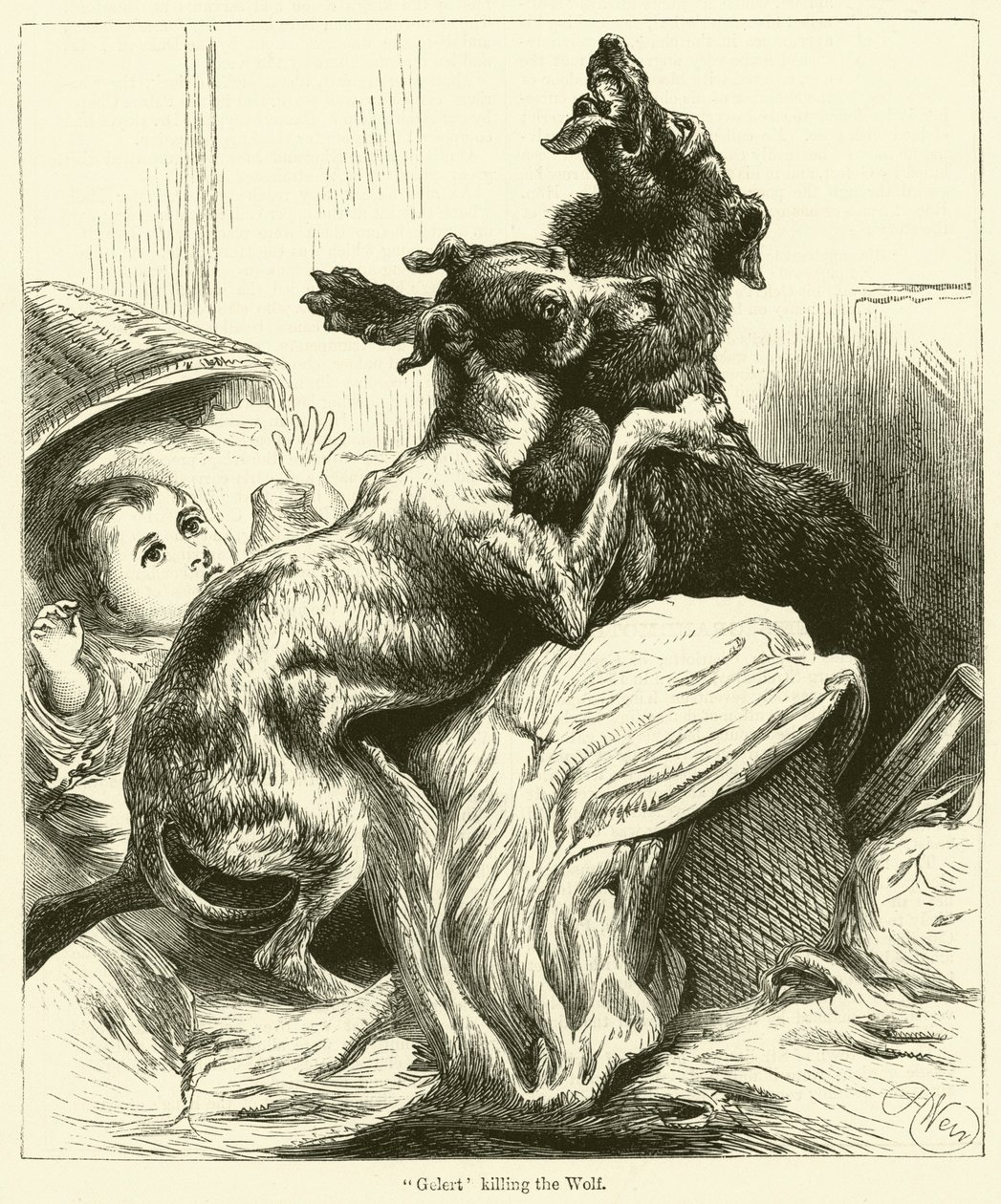 Gelert Killing the Wolf by English School