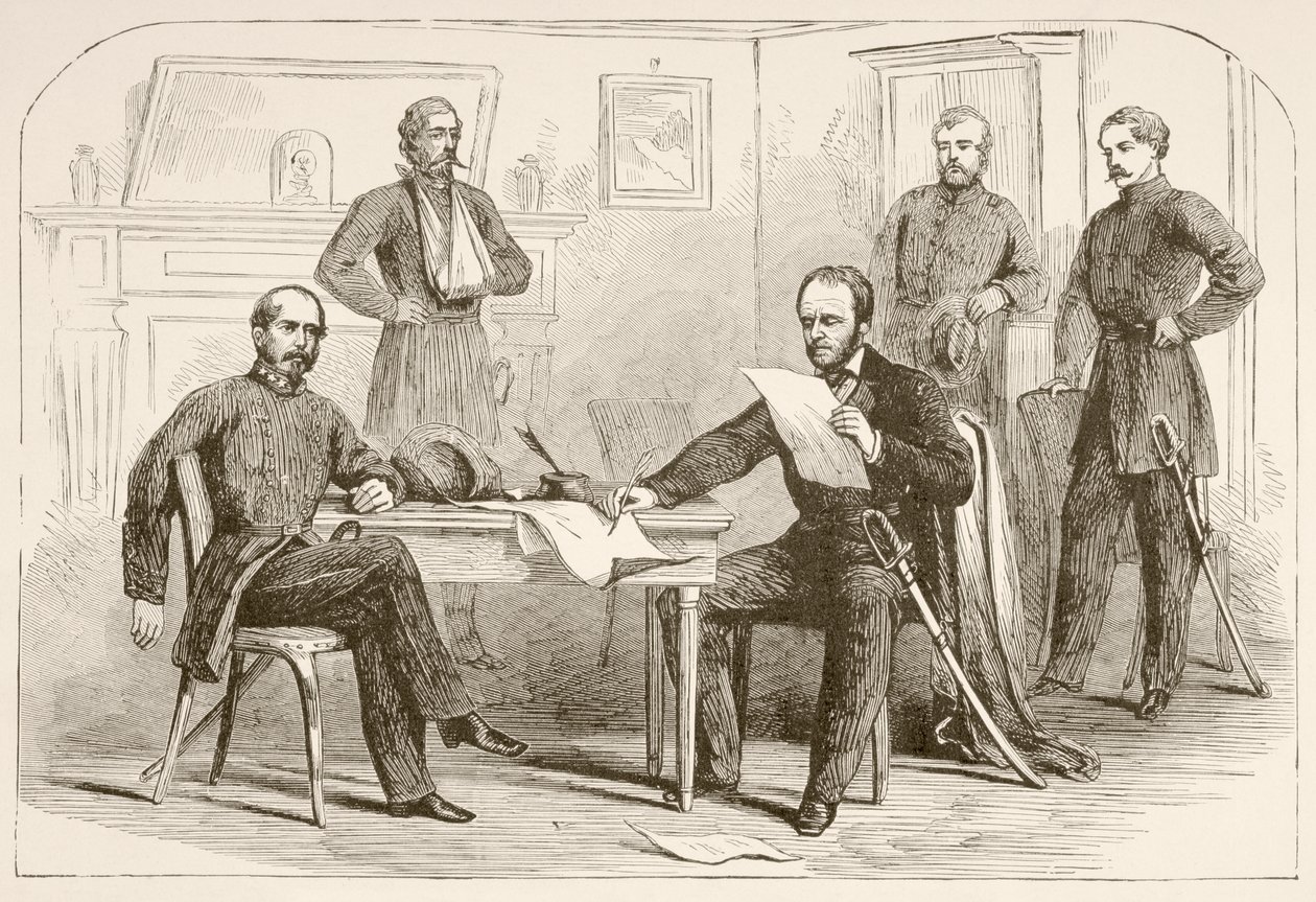 General Joseph Eggleston Johnston Surrenders the Army to Tennessee to General William Tecumseh Sherman by English School
