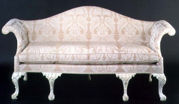 George III upholstered and painted sofa, late 18th century by English School