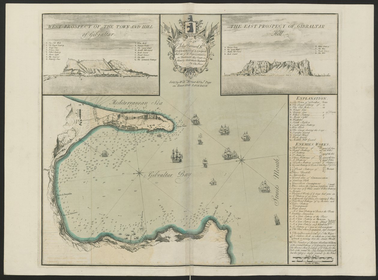Gibraltar Bay (West and East Prospect of G. Hill.) By C. Price by English School