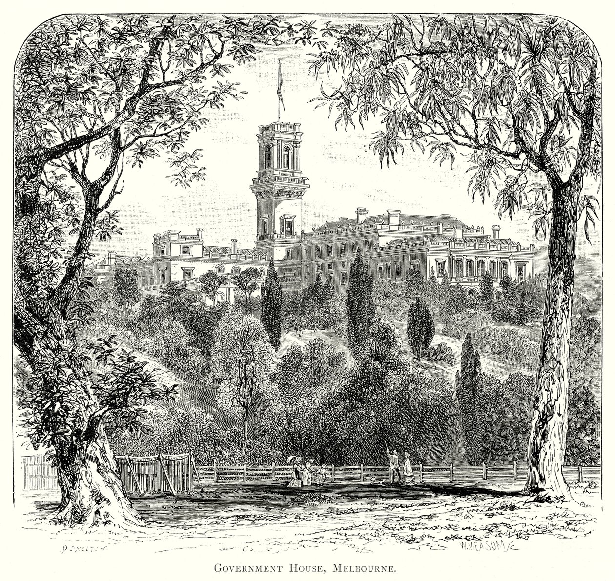 Government House, Melbourne (engraving) by English School