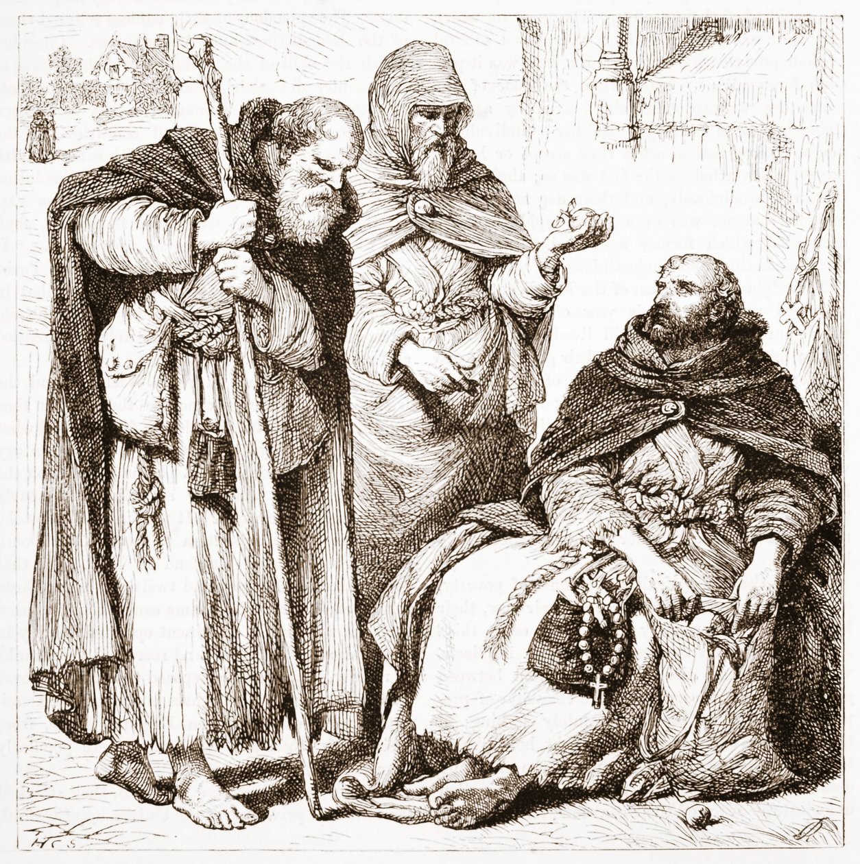 Group of Mendicant Friars, illustration from The History of Protestantism by James Aitken Wylie, 1878 by English School