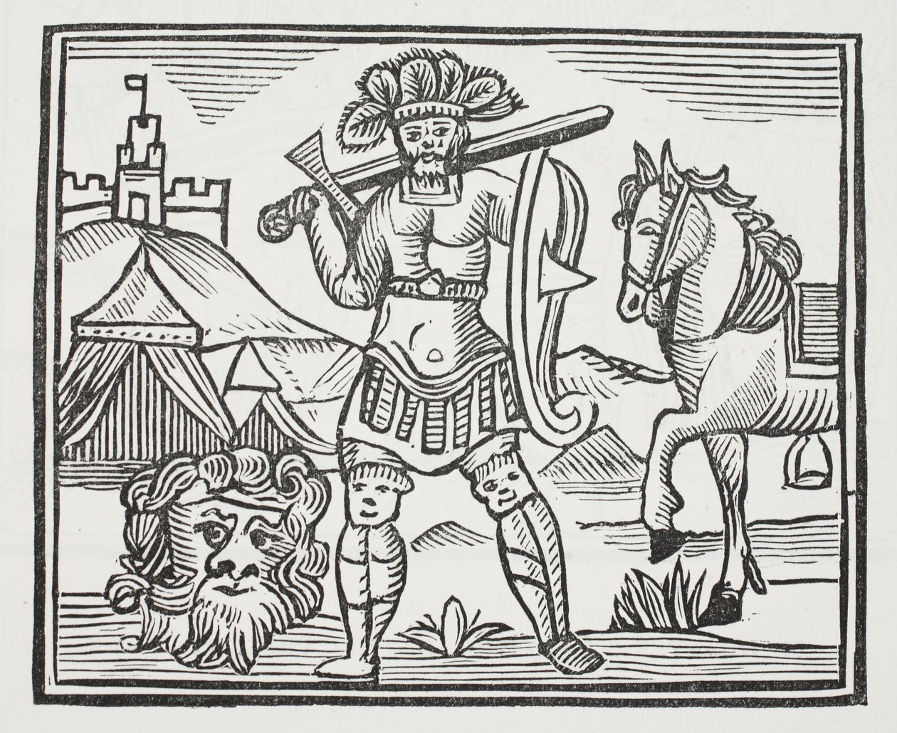 Guy having slain Armarant, illustration from Chap-books of the Eighteenth Century by John Ashton, pub. 1882 by English School