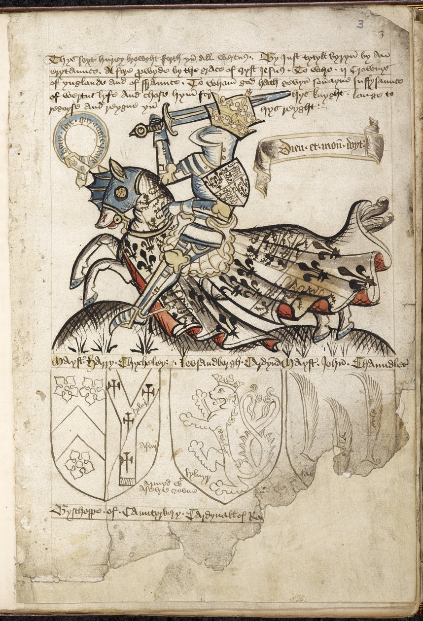 Henry VI on horseback, Coats of Arms in the time of Henry VI by English School
