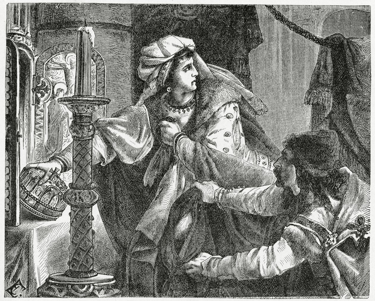 Helene Kottanerin steals the Crown of Saint Stephen in 1440, 1882 by English School