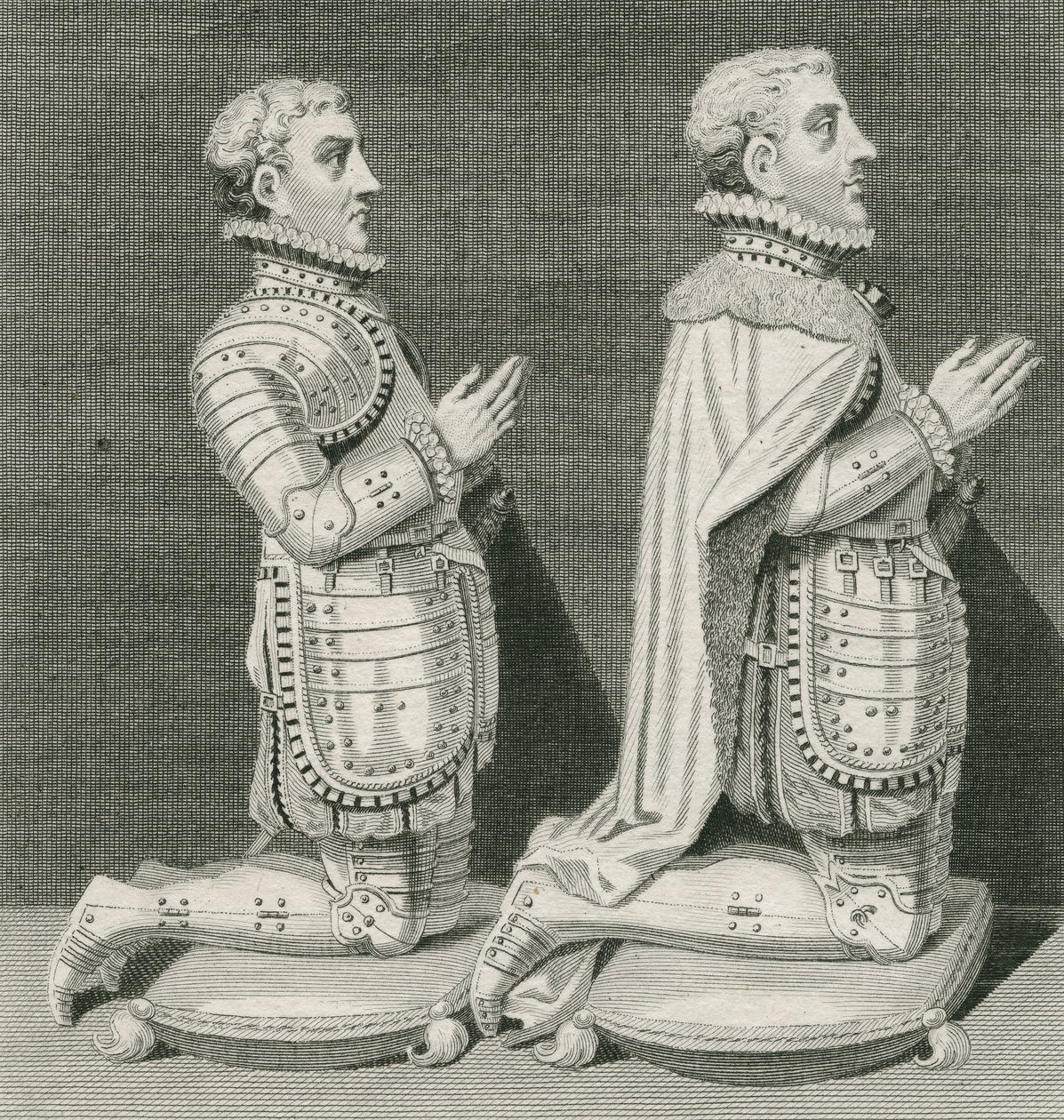 Henry Stuart, Lord Darnley and his brother Charles Stuart, Earl of Lennox, kneeling before their mother