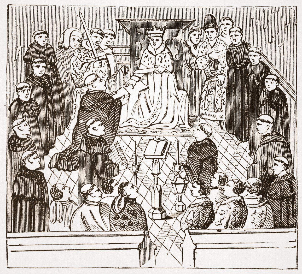 Henry V and his parliament (from the Harleian MMS at the British Museum) by English School
