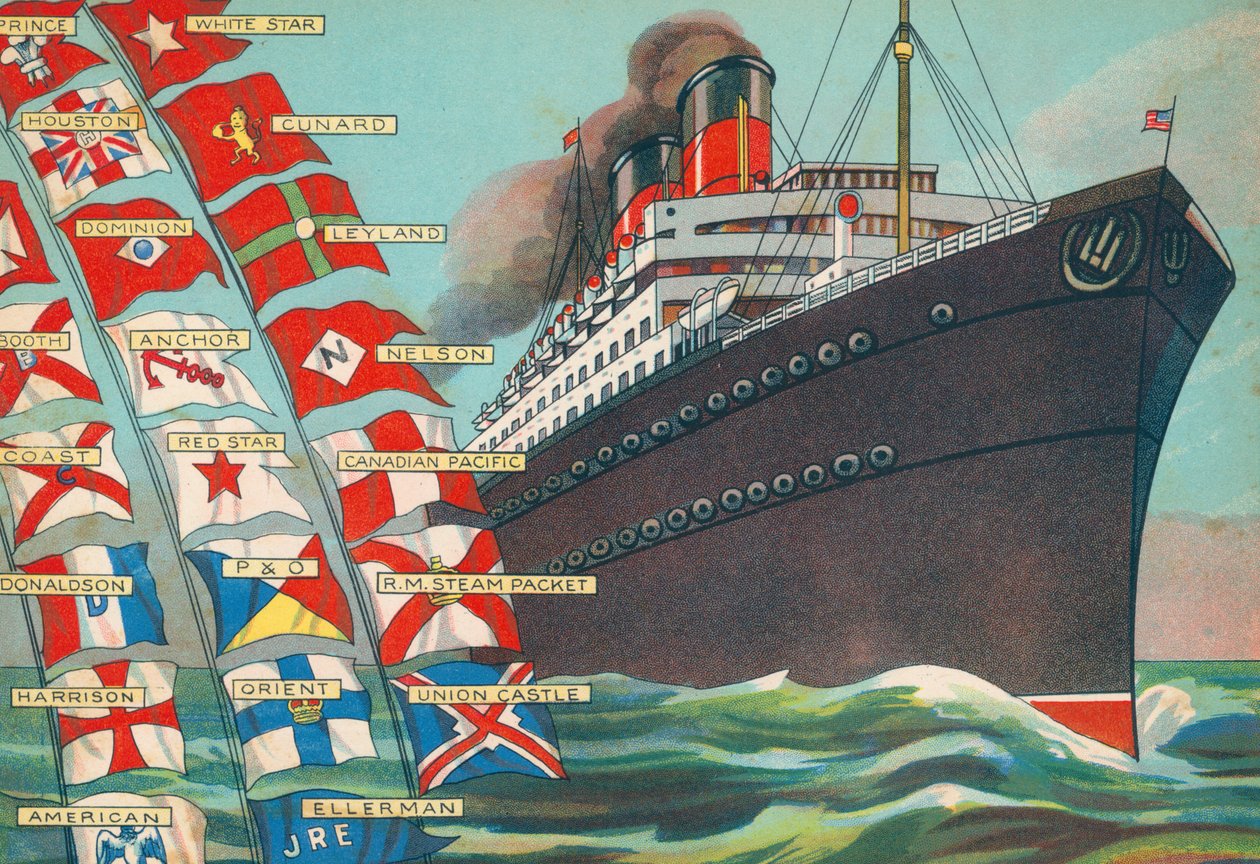House Flags of Passenger Steamship Lines by English School