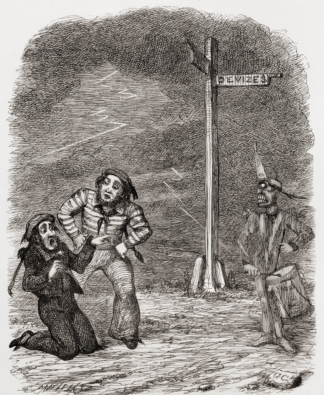 Illustration after George Cruikshank for the poem 