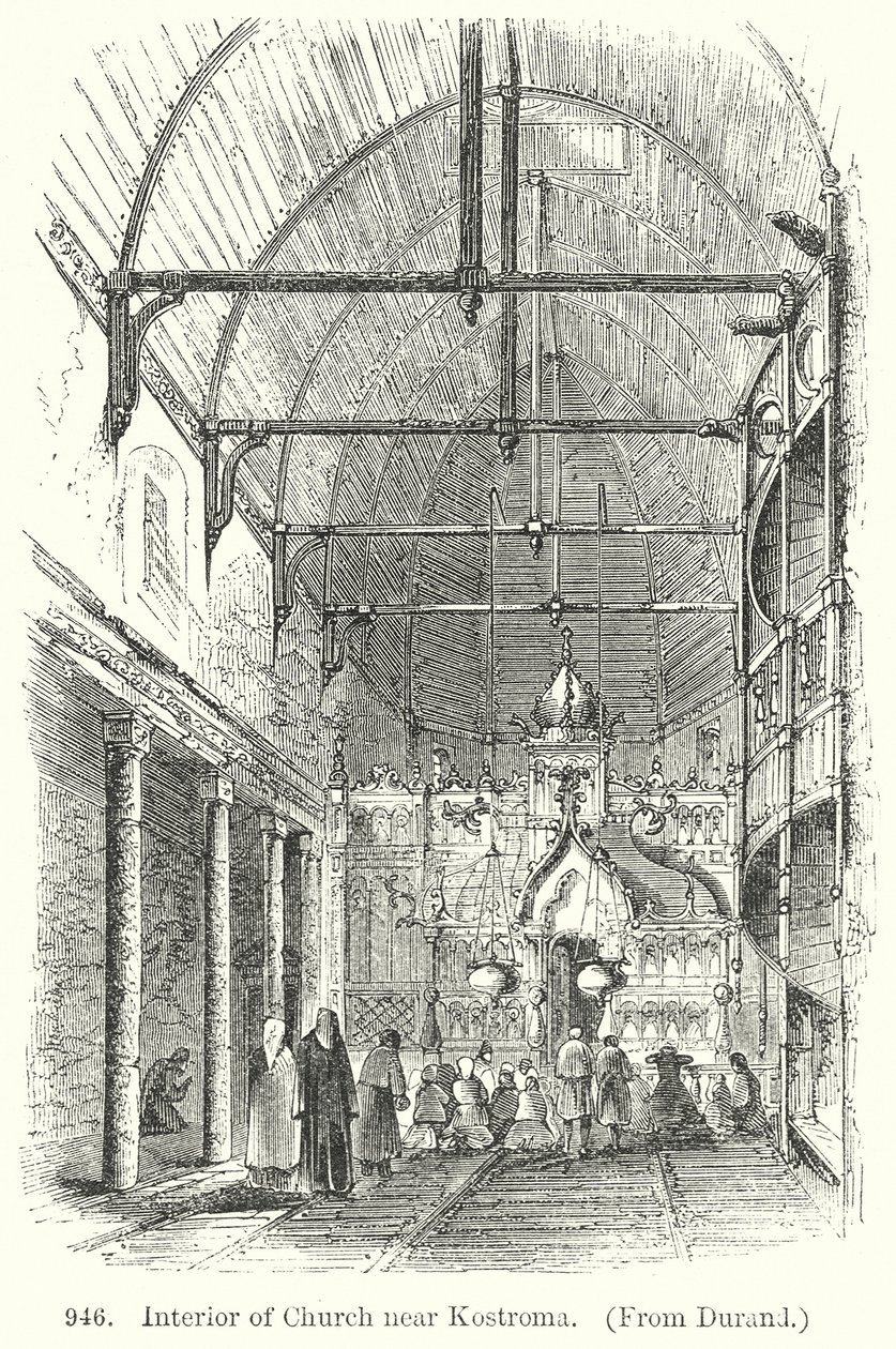 Interior of Church near Kostroma (engraving) by English School