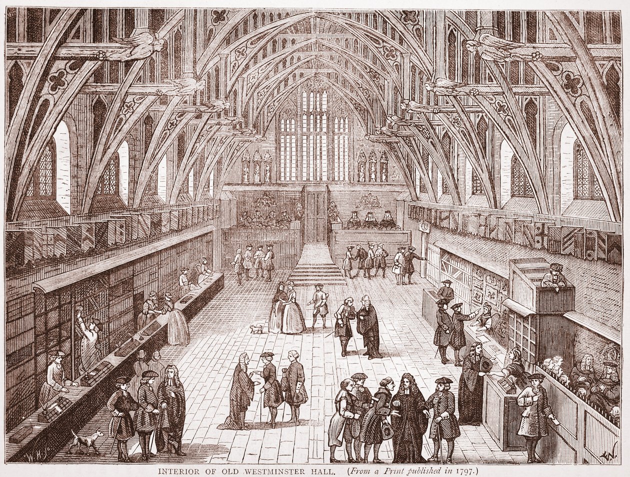 Interior of Old Westminster Hall, from a print published in 1797 by English School