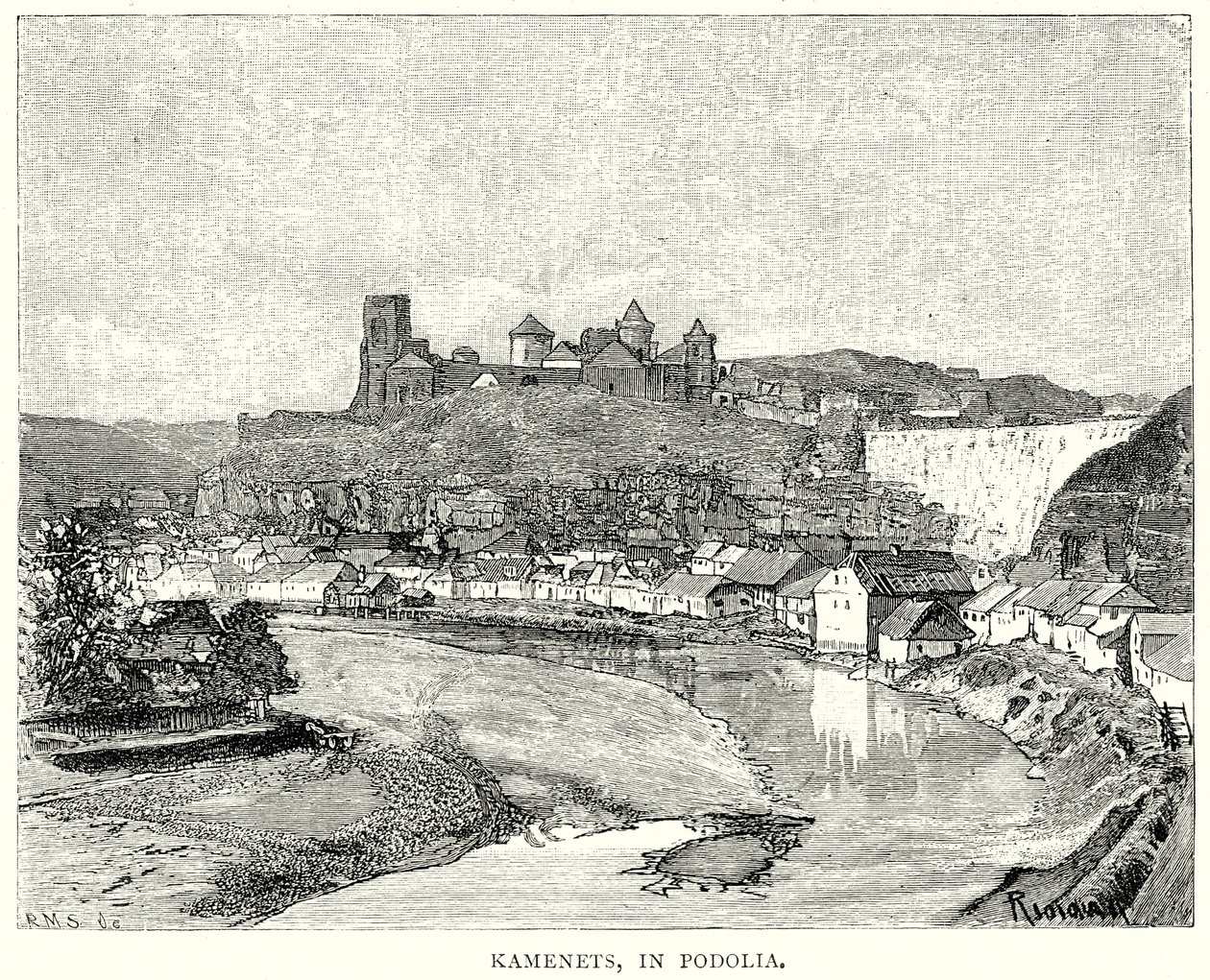 Kamenets, in Podolia (engraving) by English School