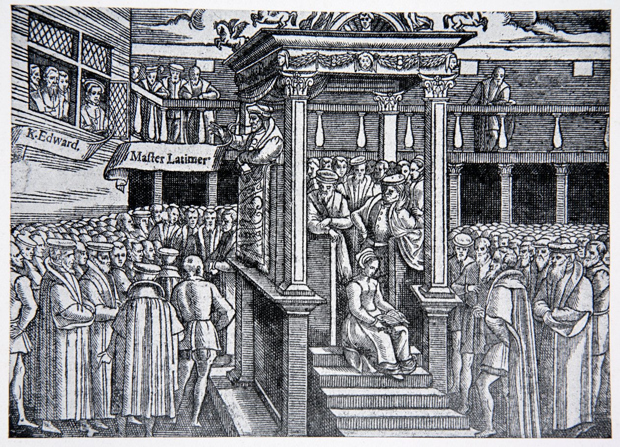 Latimer preaching before Edward VI, illustration from The History of the Nation by English School