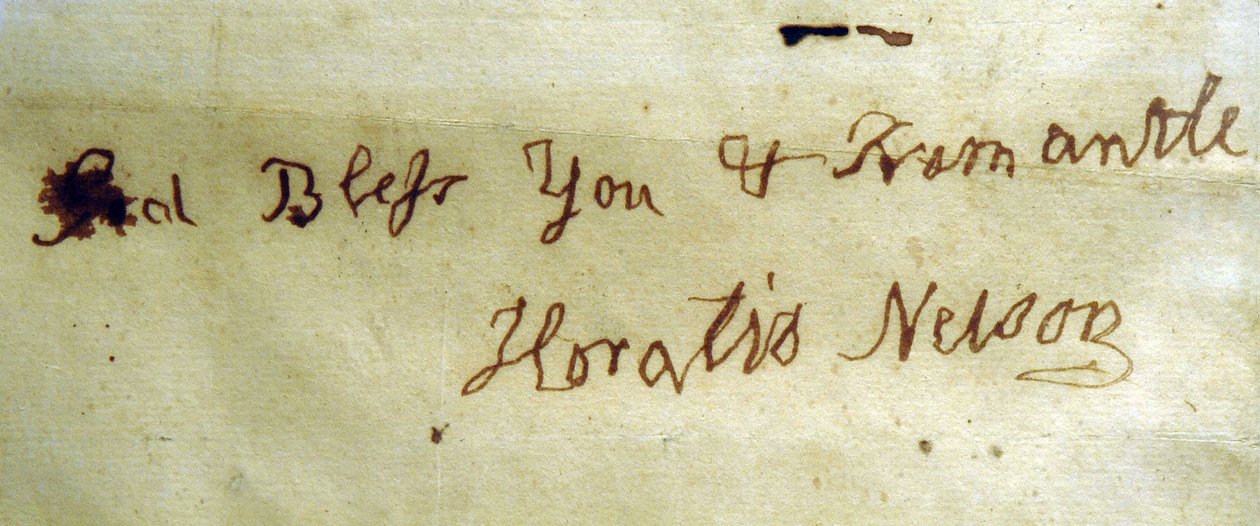 Left Handed Writing of Admiral Lord Nelson by English School