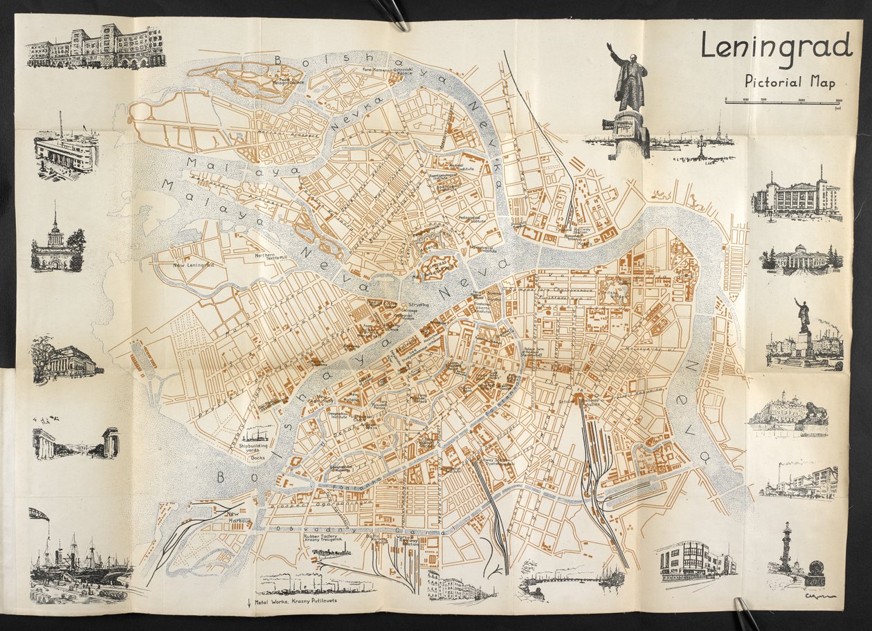 Leningrad, pictorial fold out map (from 