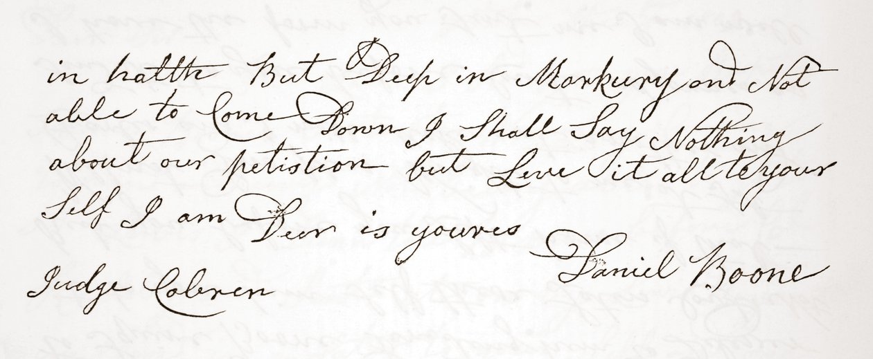 Letter from Daniel Boone to Judge John Cobren, original dated 5th ...
