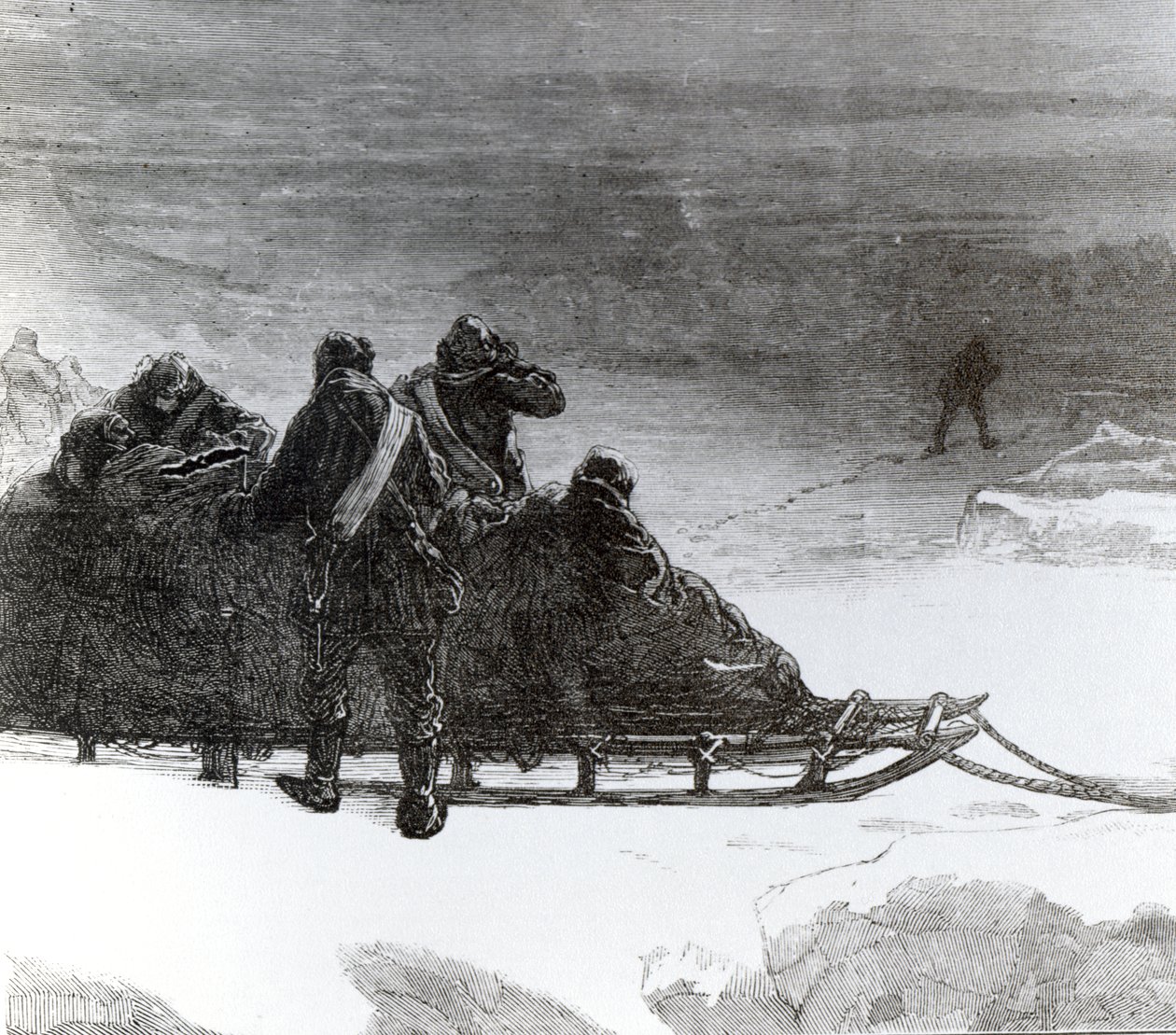 Lieutenant Parr setting off to bring help to the northern sledge party, published in 