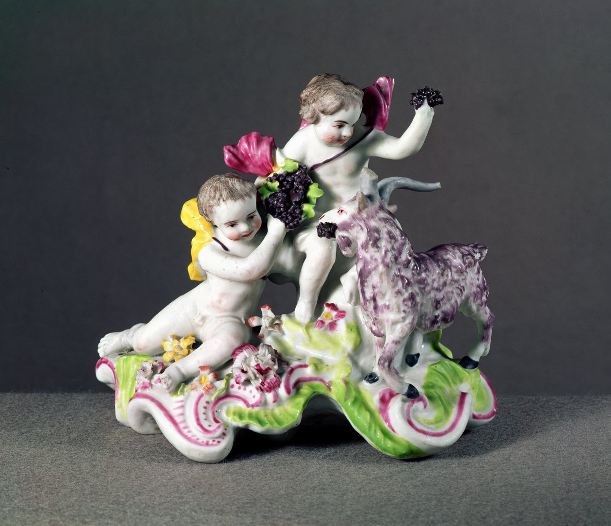 Longton Hall group, two putti with goat, c.1755 by English School