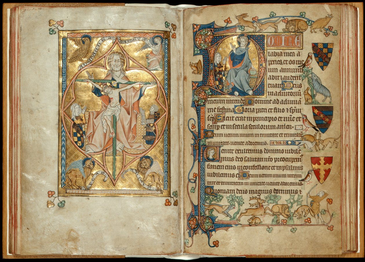The Throne of Mercy with Patrons, Christ Blessing with a Patron, c.1314-30 by English School