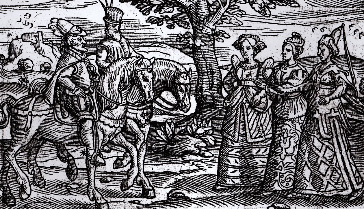 Macbeth, Banquo and the Three Witches, The Historie of Scotlande, 1577 by English School