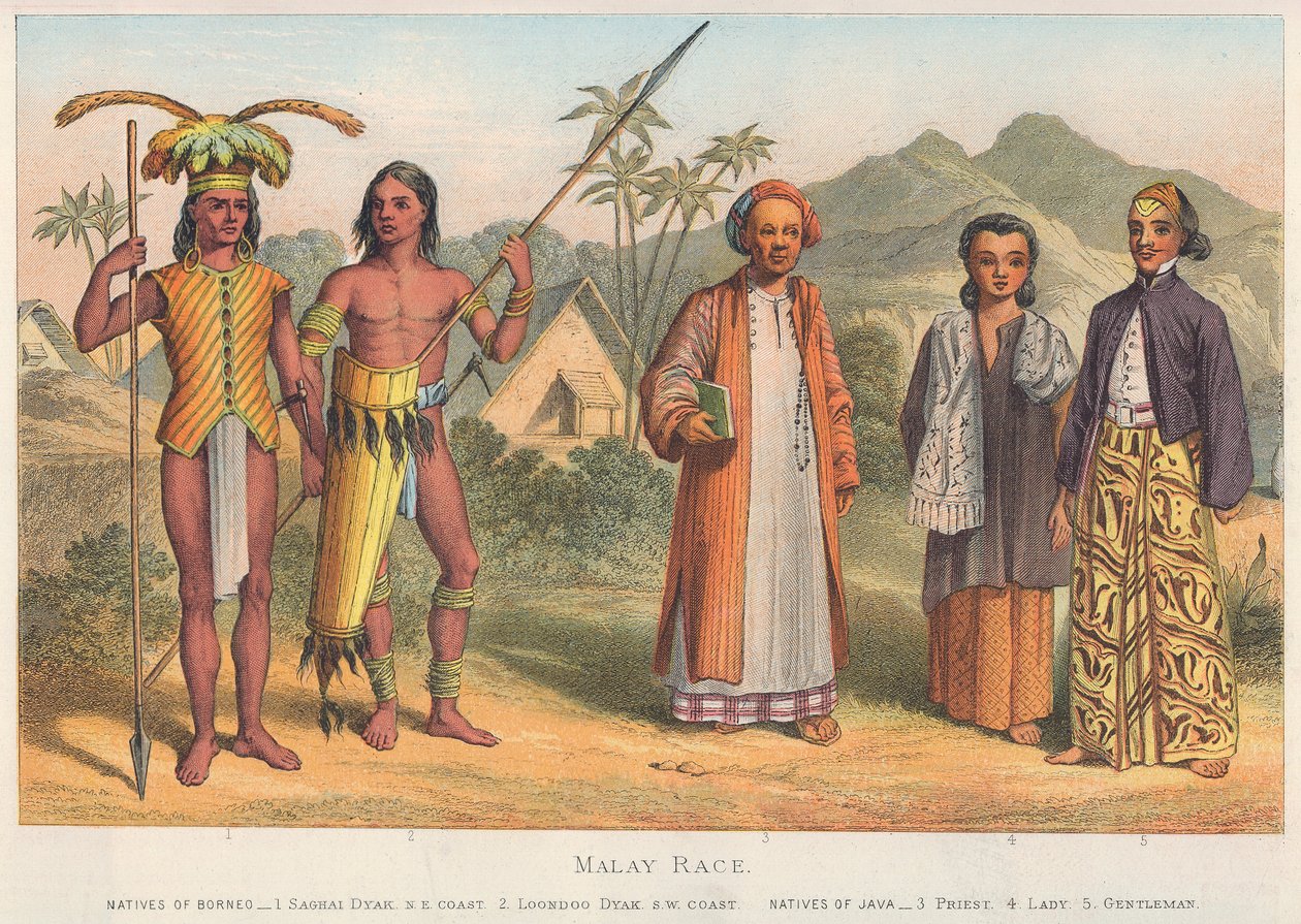 Malay Race (coloured engraving) by English School