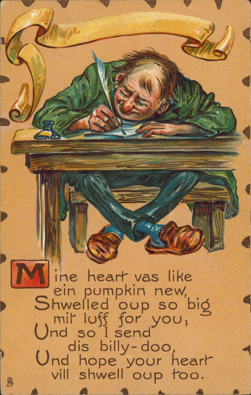 Man Writing a Poem to His Love by English School