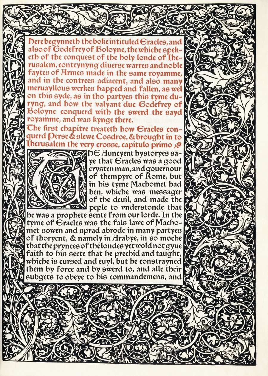 Manuscript with historiated initial G and full page-border, 1893