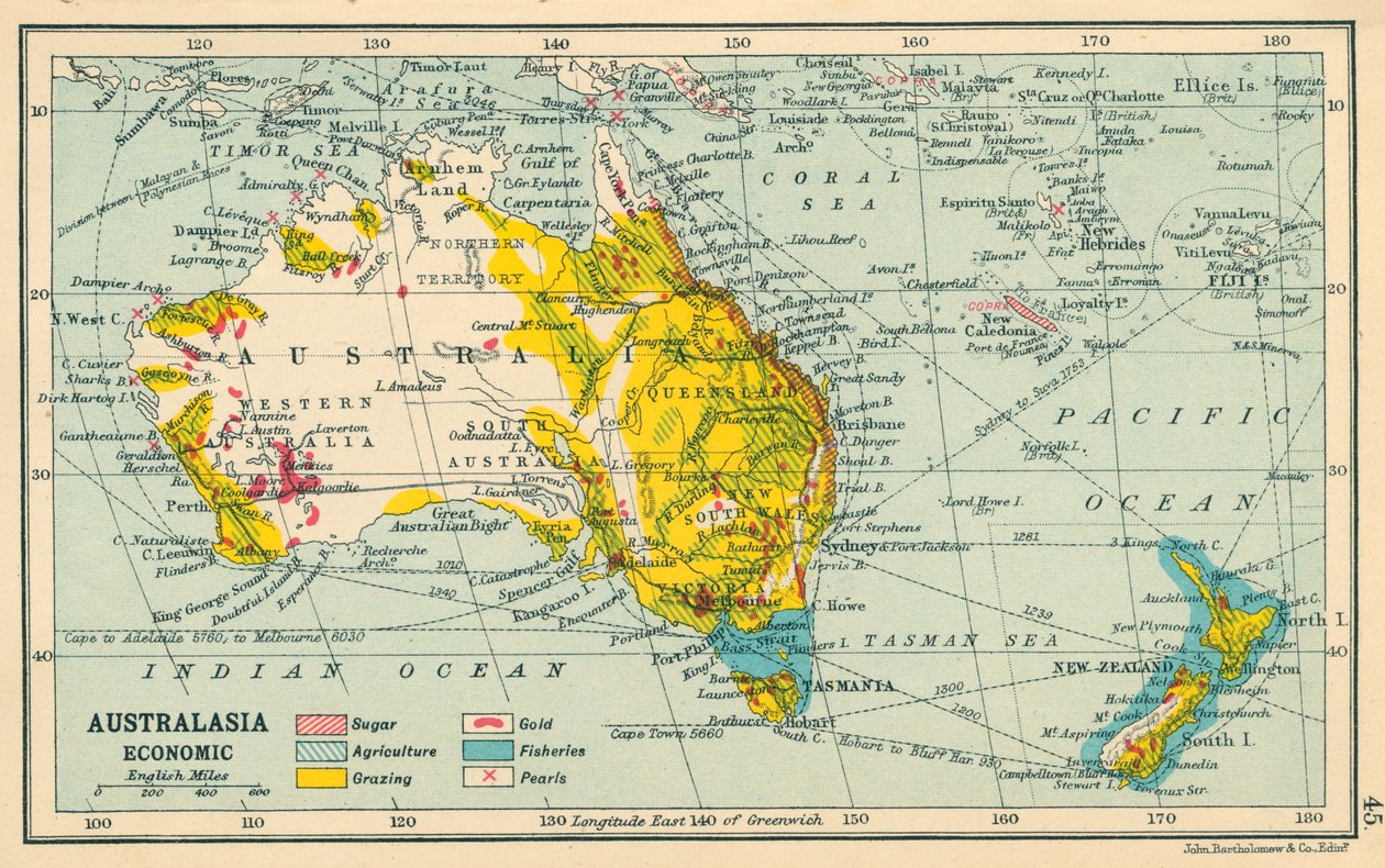 Map: Australasia, Economic by English School