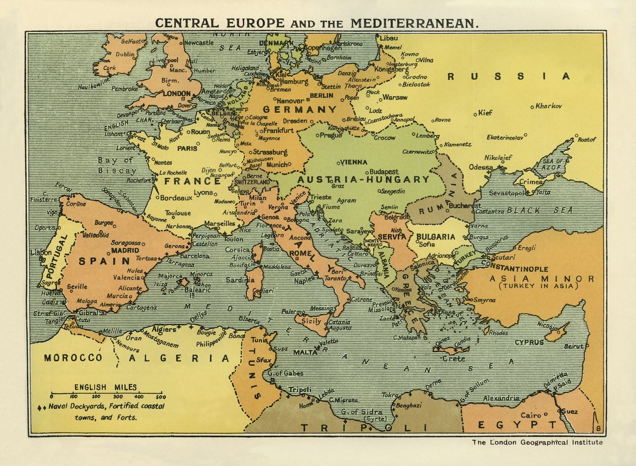 Map of Central Europe and the Mediterranean, from 