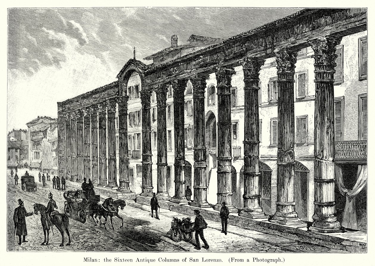 Milan: The Sixteen Antique Columns of San Lorenzo by English School