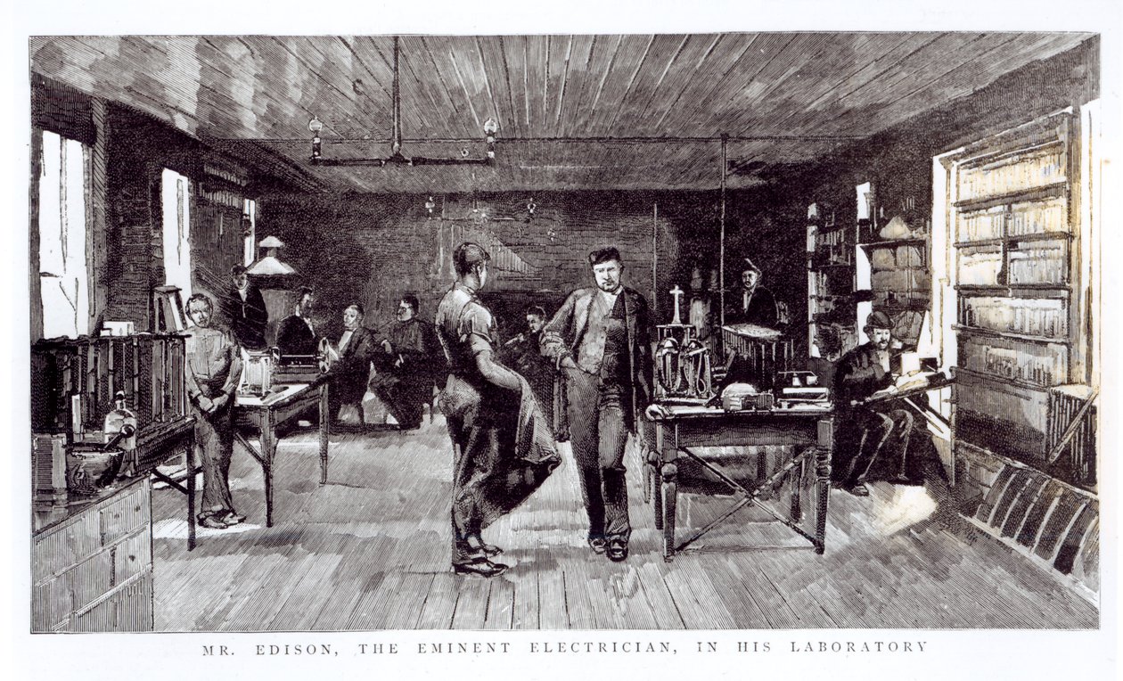 Mr Edison, The Eminent Electrician, In his Laboratory by English School