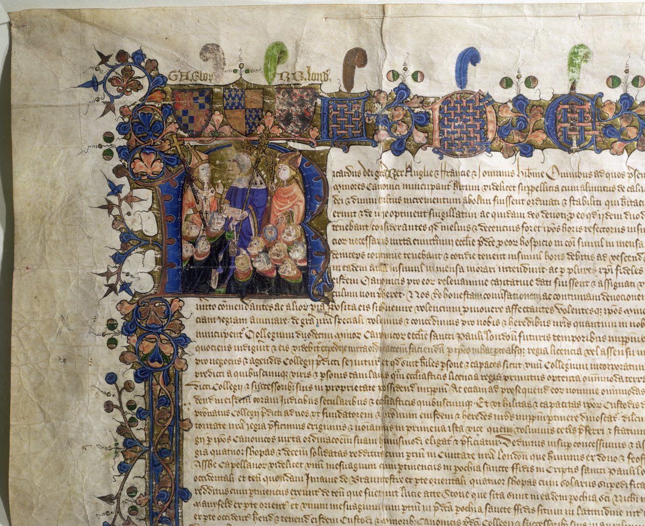 Historiated Initial R Depicting Minor Canons of St. Paul's Cathedral ...