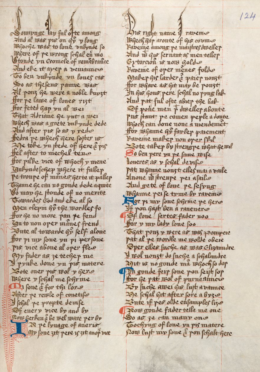 Confessio Amantis by John Gower (Ms326 f124r) by English School