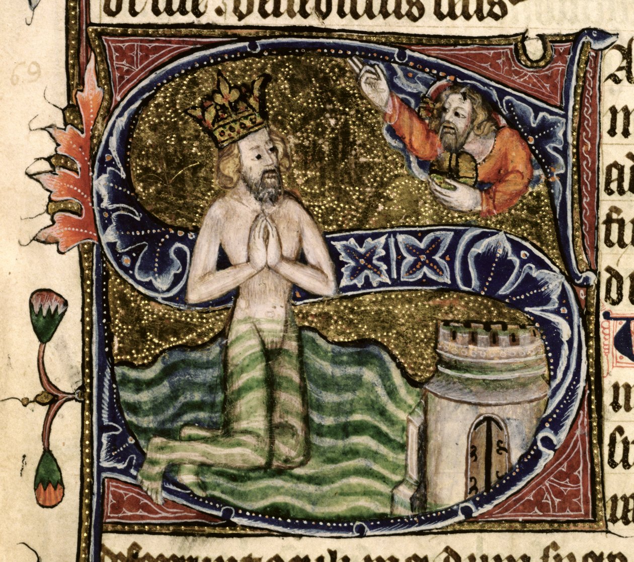 Psalm 68, David drowning, from the Ramsey Abbey Psalter by English School