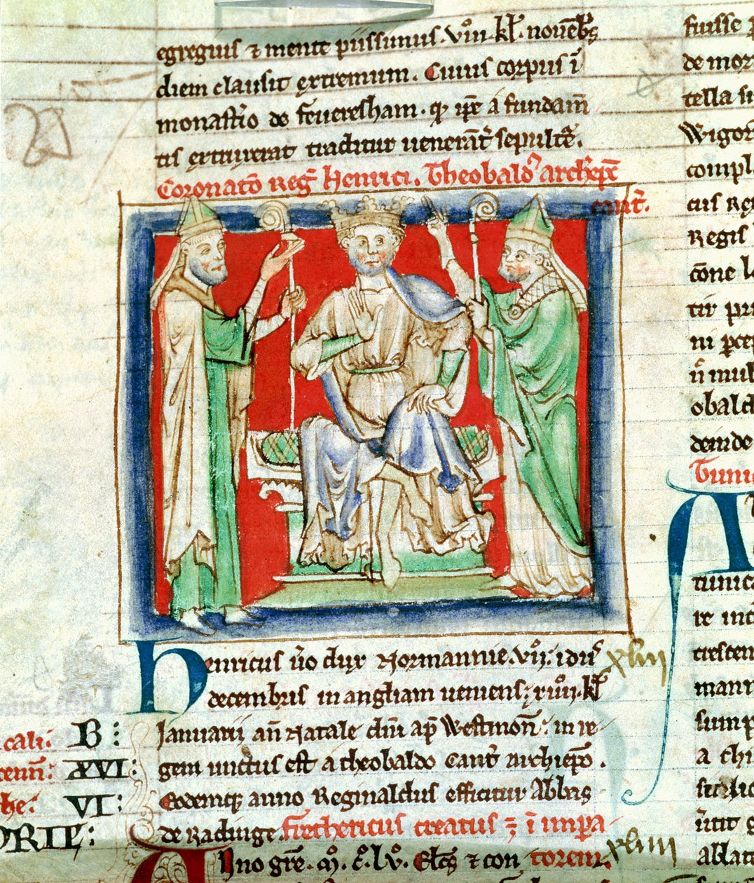 Henry II (1133-89), miniature from Flores Historiarum, by Matthew Paris, 1250-52 by English School