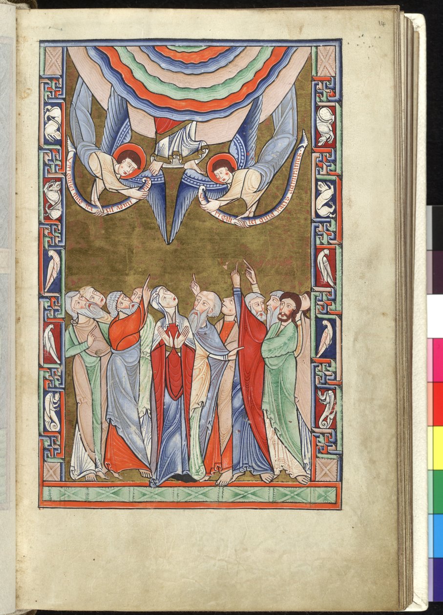 The Ascension, from the Hunterian Psalter, c.1170 by English School