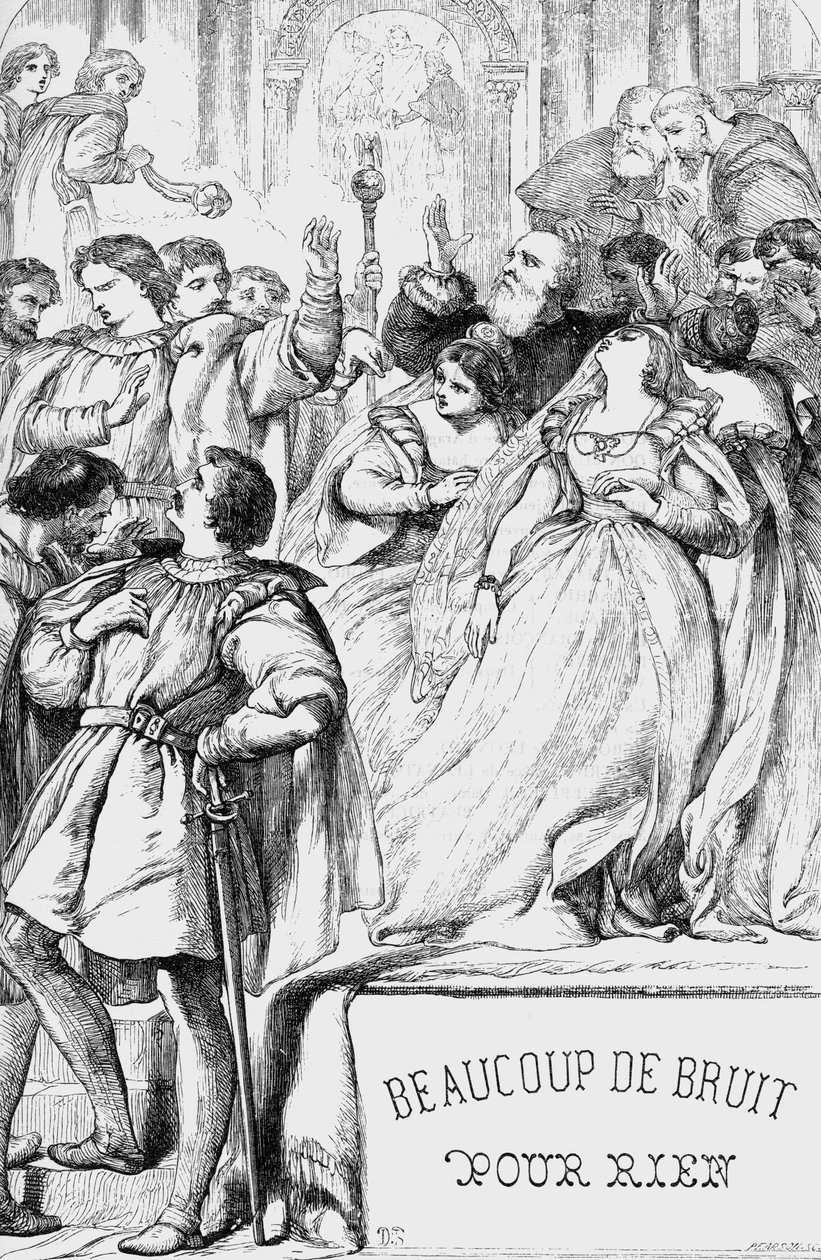 Much Ado About Nothing - Illustration in Works complete by William Shakespeare 1866 by English School